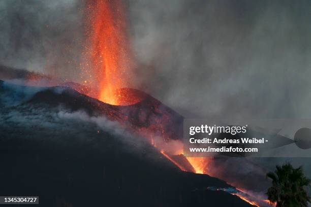 erupción volcánica en la palma, islas canarias. - la palma îles canaries photos et images de collection