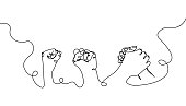 Hand gestures one line set art. Continuous line drawing of gesture, friendship, militancy, competition, victory.