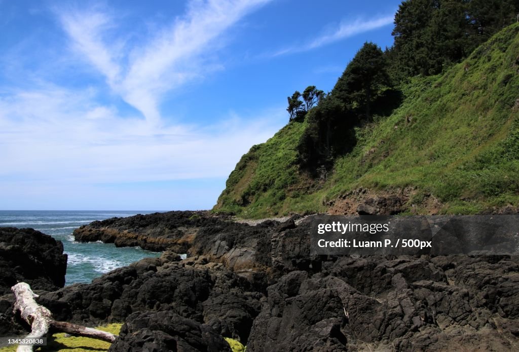 Scenic view of sea against sky,Yachats,Oregon,United States,USA