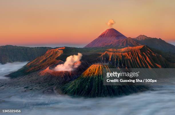 scenic view of volcanic landscape against sky during sunset,indonesia - tectonic stock pictures, royalty-free photos & images
