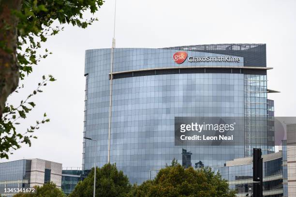 General view of the exterior of the GlaxoSmithKline offices on October 07, 2021 in the Brentford area of London, England. Yesterday, the World Health...
