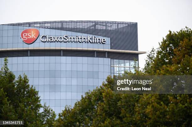 General view of the exterior of the GlaxoSmithKline offices on October 07, 2021 in the Brentford area of London, England. Yesterday, the World Health...