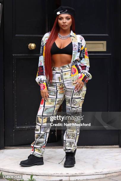 Jesy Nelson seen at KISS FM UK promoting her new solo single 'Boyz' on October 07, 2021 in London, England.