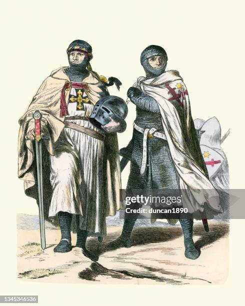 ilustrações, clipart, desenhos animados e ícones de cavaleiros cruzados, cavaleiro teutônico, armadura de correio, espada, moda militar medieval - order of teutonic knights