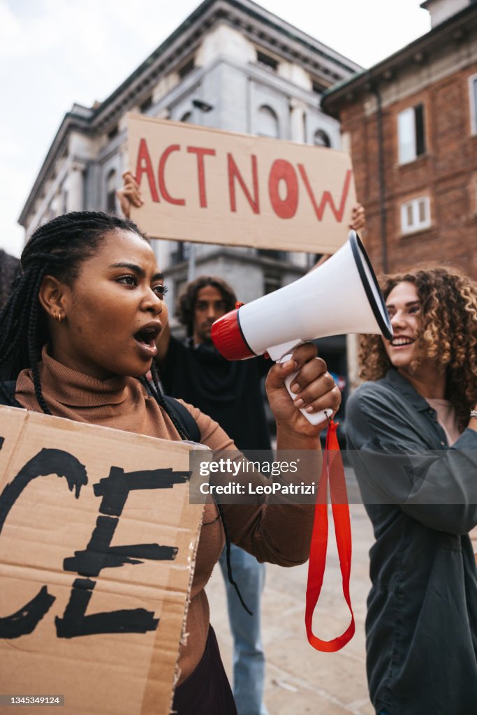 Stop Racism Protest Antiracism Protest In The City Street A Group Of Students Marching ...