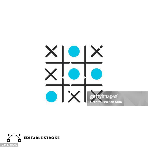 tic tac toe flat line icon with editable stroke - tic tac toe stock illustrations