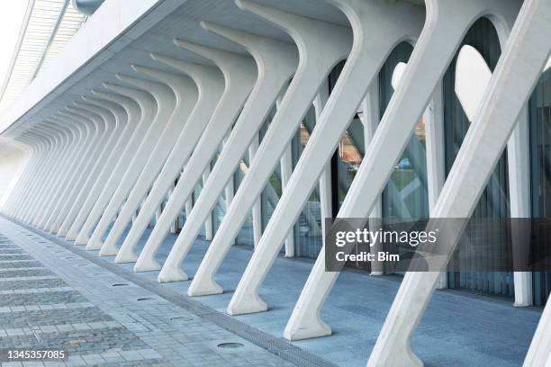 futuristic architecture of railroad station - column stock pictures, royalty-free photos & images