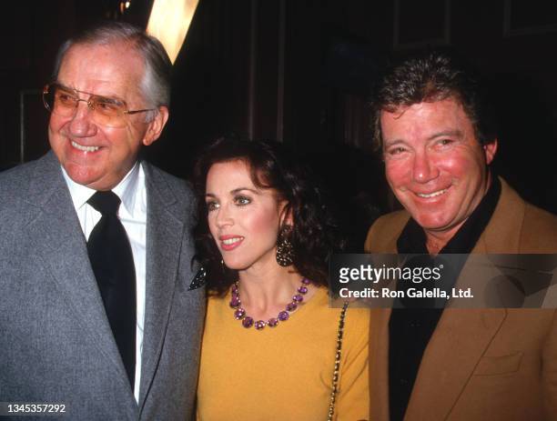 From left, American tv personality Ed McMahon and married couple, Marcy Lafferty and Canadian actor & author William Shatner attend the...