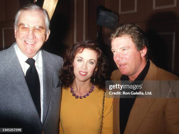 From left, American tv personality Ed McMahon and married couple, Marcy Lafferty and Canadian actor & author William Shatner attend the...