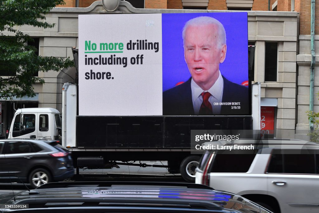 Massive Video Display Outside White House Calls Out President Biden For Breaking Campaign Promise On Oil And Gas Leasing