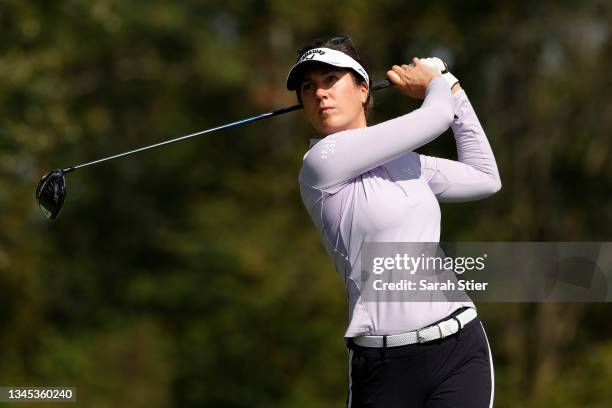 Sandra Gal of Germany hits her tee shot on the 2nd hole during the first round of the Cognizant Founders Cup at Mountain Ridge Country Club on...