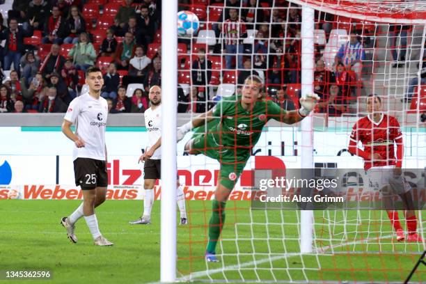 Nishan Burkart of Freiburg scores his team's third goal during the friendly match between SC Freiburg v FC St. Pauli at Europa-Park Stadion on...