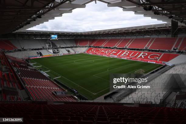 General view at Europa-Park Stadion on October 07, 2021 in Freiburg im Breisgau, Germany.