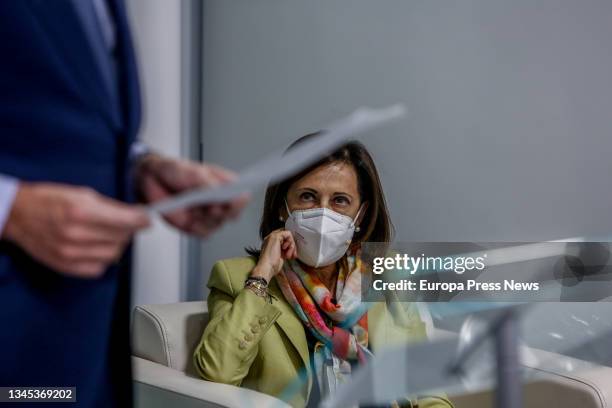 The Minister of Defence, Margarita Robles, at the debate 'Jueves de actualidad', on 7 October 2021, in Madrid, Spain. The Minister of Defence will...