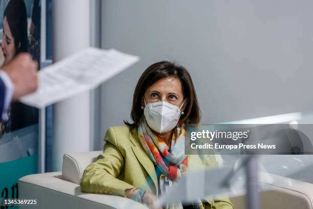 The Minister of Defence, Margarita Robles, at the debate 'Jueves de actualidad', on 7 October 2021, in Madrid, Spain. The Minister of Defence will...