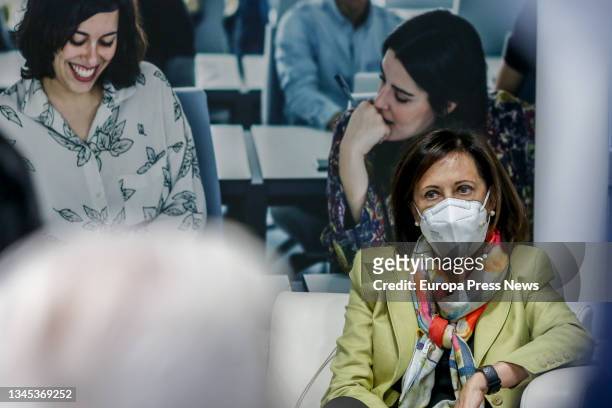 The Minister of Defence, Margarita Robles, at the debate 'Jueves de actualidad', on 7 October 2021, in Madrid, Spain. The Minister of Defence will...