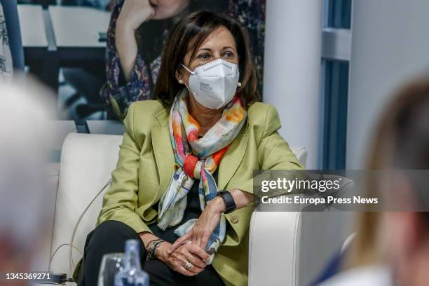 The Minister of Defence, Margarita Robles, at the debate 'Jueves de actualidad', on 7 October 2021, in Madrid, Spain. The Minister of Defence will...