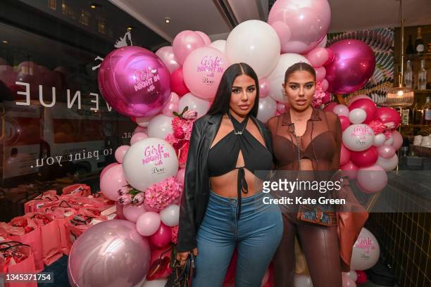 Mandi Vakili and Anna Vakili at the Boux Avenue 'Girls Night In' campaign launch event on October 07, 2021 in London, England.