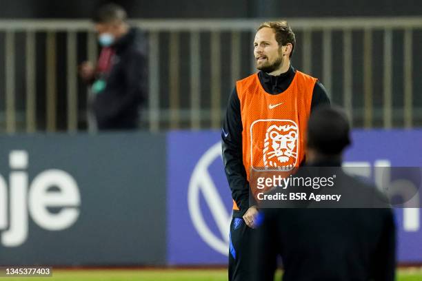 Daley Blind of the Netherlands during a Training Session of the Netherlands at the Daugava Stadium on October 7, 2021 in Riga, Latvia.