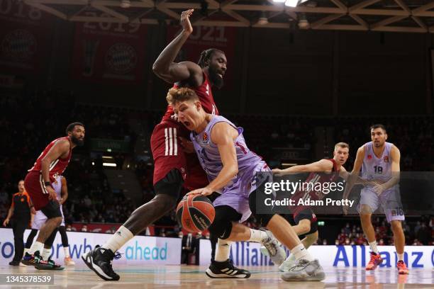 Jokubaitis of FC Barcelona Basquet drives to the basket during the match between FC Bayern Muenchen Basketball and FC Barcelona Basquet at Audi Dome...