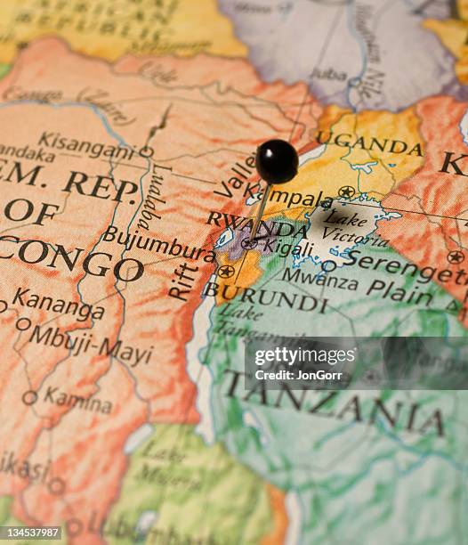 map of rwanda,tanzania,and congo - rwanda stockfoto's en -beelden