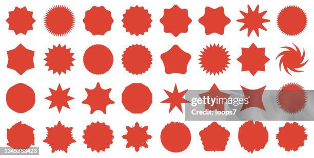 ilustrações, clipart, desenhos animados e ícones de red starburst product badges and stickers collection - esparramar líquido