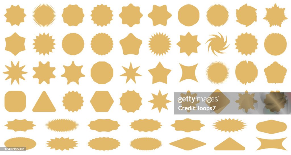 Golden Starburst Badges and Stickers Set