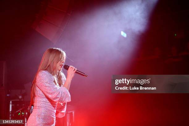 Becky Hill performs at Rock City on October 07, 2021 in Nottingham, England.