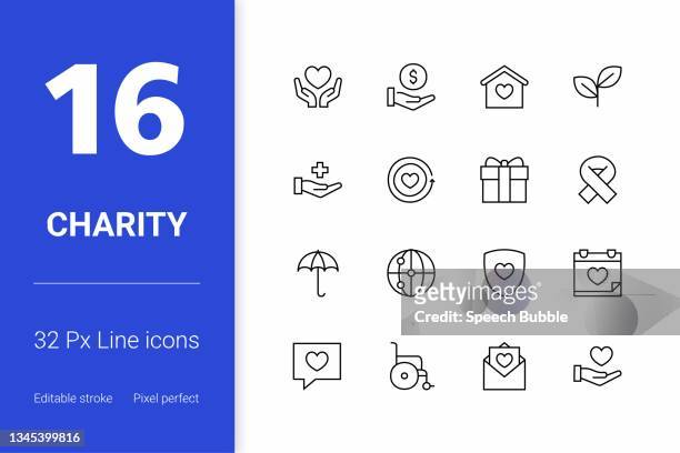 charity editable stroke line icons - support stock illustrations
