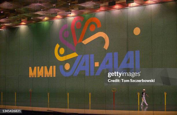 Player walks off the court after a Jai Alai match at Casino Miami on March 22, 2004 in Miami, Florida.