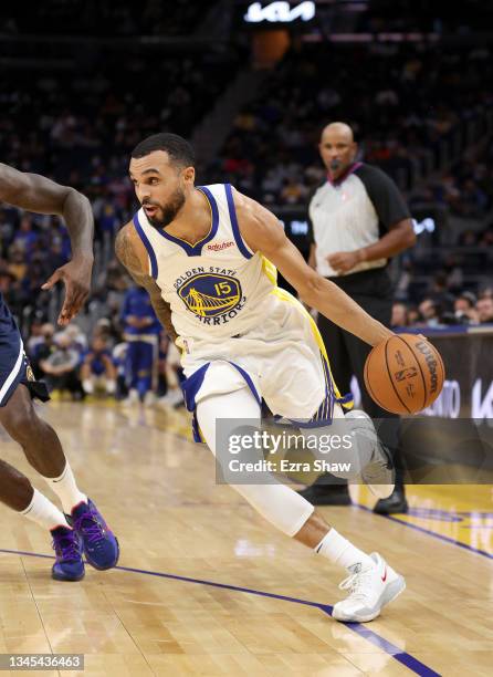 Mychal Mulder of the Golden State Warriors in action against the Denver Nuggets at Chase Center on October 06, 2021 in San Francisco, California....