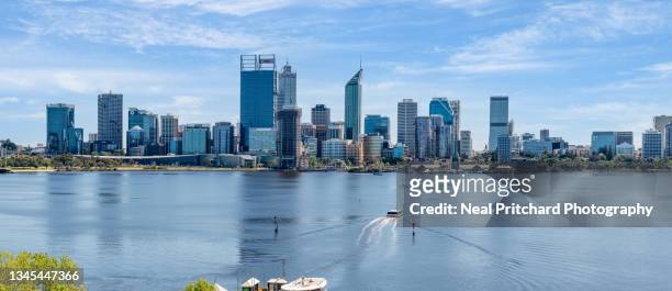 perth central business district skyline - perth skyline stock pictures, royalty-free photos & images