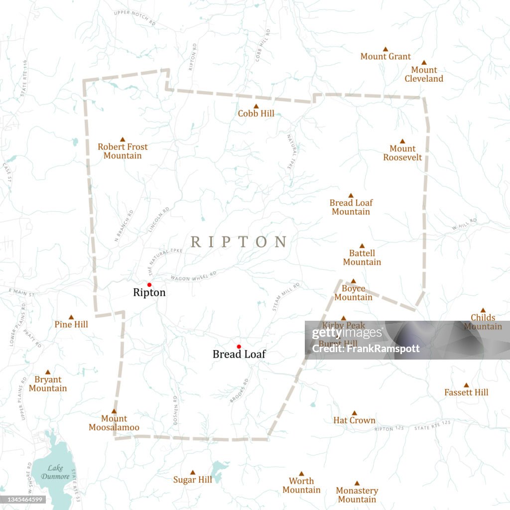 VT Addison Ripton Vector Road Map