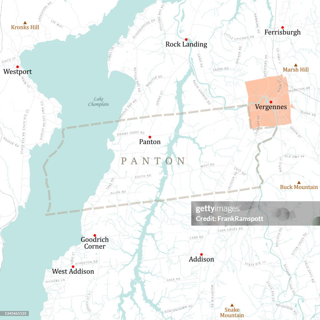 VT Addison Panton Vector Road Map