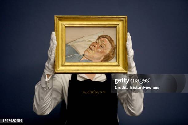 Preview of Head and Shoulders of a Man by Lucian Freud at Sotheby’s Contemporary Art Exhibition ahead of major auction during Frieze Week at...