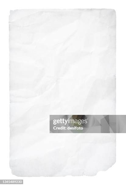 ilustrações, clipart, desenhos animados e ícones de vazio branco branco grunge amassado fundo vetor vertical de papel reciclado com dobras e vincos por toda parte e bordas rasgadas irregulares - enrugado