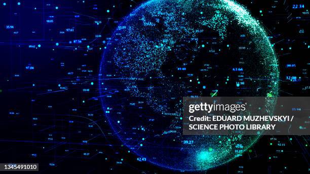 digital earth, conceptual illustration - globe business stock-fotos und bilder