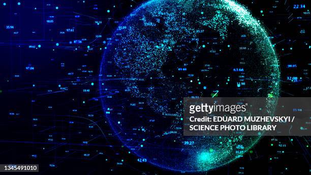 digital earth, conceptual illustration - global business stock pictures, royalty-free photos & images