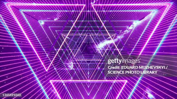 neon tunnel, abstract illustration - endless stock-grafiken, -clipart, -cartoons und -symbole