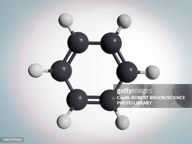 benzene molecule, illustration - hydrocarbon stock-grafiken, -clipart, -cartoons und -symbole