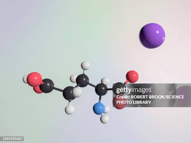 sodium glutamate molecule, illustration - stimulant stock-grafiken, -clipart, -cartoons und -symbole