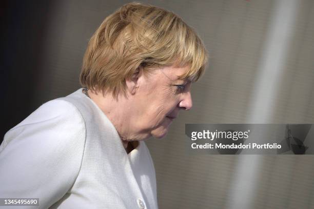 German Chancellor Angela Merkel at Rome's Colosseum for an International Meeting for Peace with leaders of various religions and confessions in Rome,...