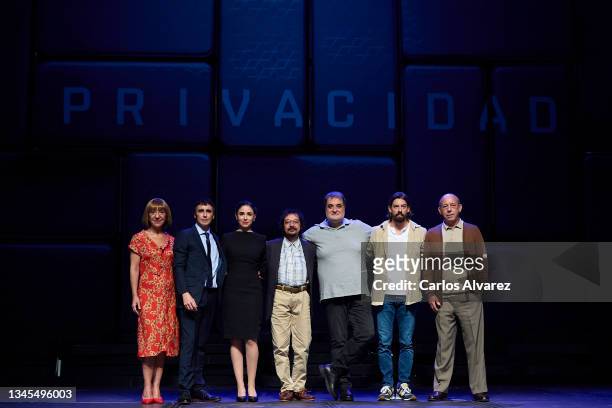 Actors Rocio Calvo, Canco Rodriguez, Candela Serrat, Juan Antonio Lumbreras, director Esteve Ferrer, Adrian Lastra and Chema del Barco pose on stage...