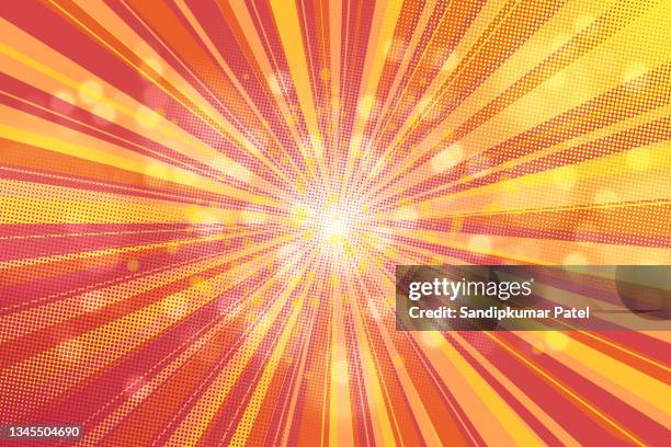 stockillustraties, clipart, cartoons en iconen met template bright flash radial lines yellow and red background - movie explosion