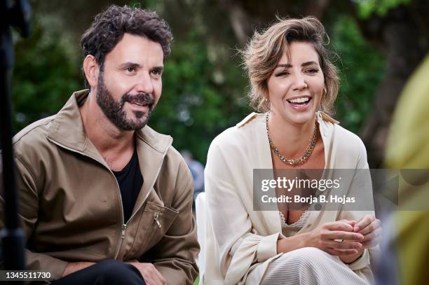 Actor Miquel Fernandez and Actress Sandra Cervera during the media day of 'Visitante' film during Sitges Film Festival on October 08, 2021 in Sitges,...