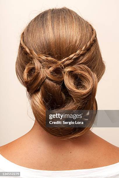 women braids - braided buns stock pictures, royalty-free photos & images