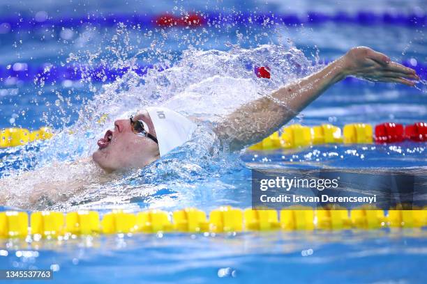 Matthew Sates of South Africa competes in the men's medley 200m heats on day two at the FINA Swimming World Cup in the Duna Arena on October 08, 2021...