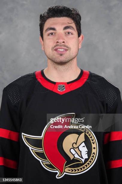 Nick Paul of the Ottawa Senators poses for his official headshot for the 2021-2022 season on September 22, 2021 at Canadian Tire Centre in Ottawa,...