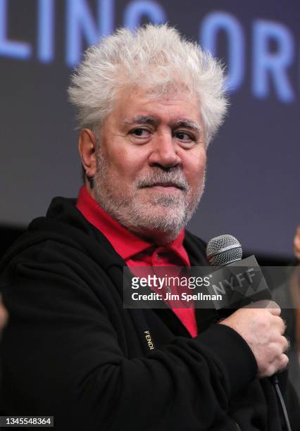 Director Pedro Almodovar attends the "Parallel Mothers" press conference during the 59th New York Film Festival at The Film Society of Lincoln...