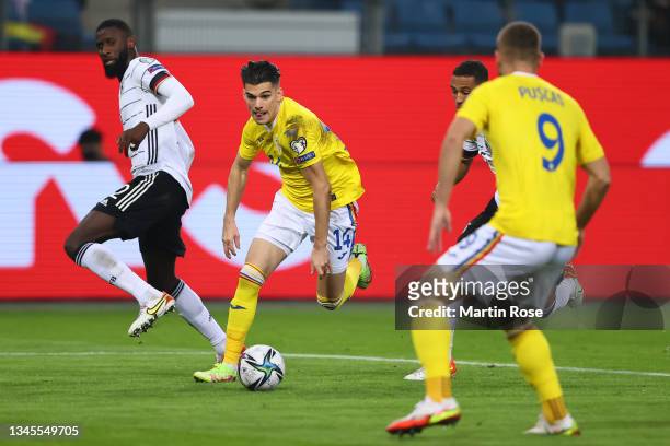 Ianis Hagi of Romania on his way to scoring Romania's first goal during the 2022 FIFA World Cup Qualifier match between Germany and Romania at Imtech...